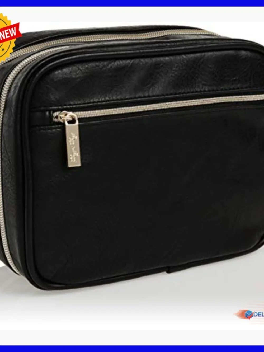 Vegan Leather Crossbody Diaper Bag with 6 Pockets, Changing Pad